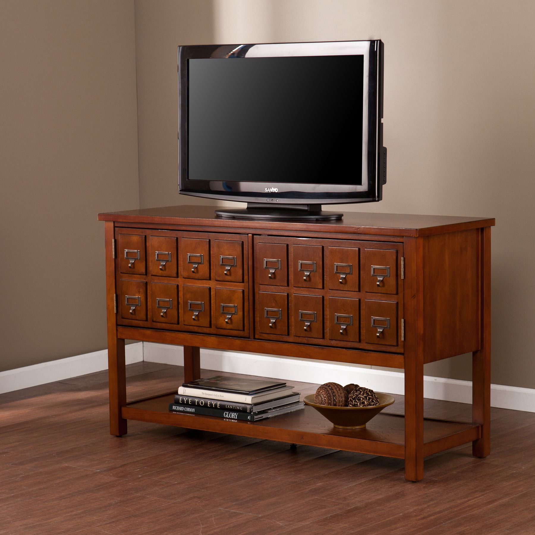 Barnsdall Brown Mahogany Console/tv Stand For Tvs Up To 48 With Regard To Corner Tv Stands For Tvs Up To 48&quot; Mahogany (View 12 of 15)