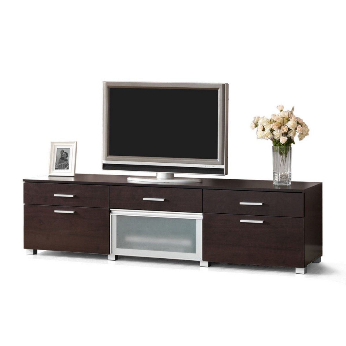 Basilio Dark Brown Modern Tv Stand | See White Within Brown Tv Stands (View 7 of 15)