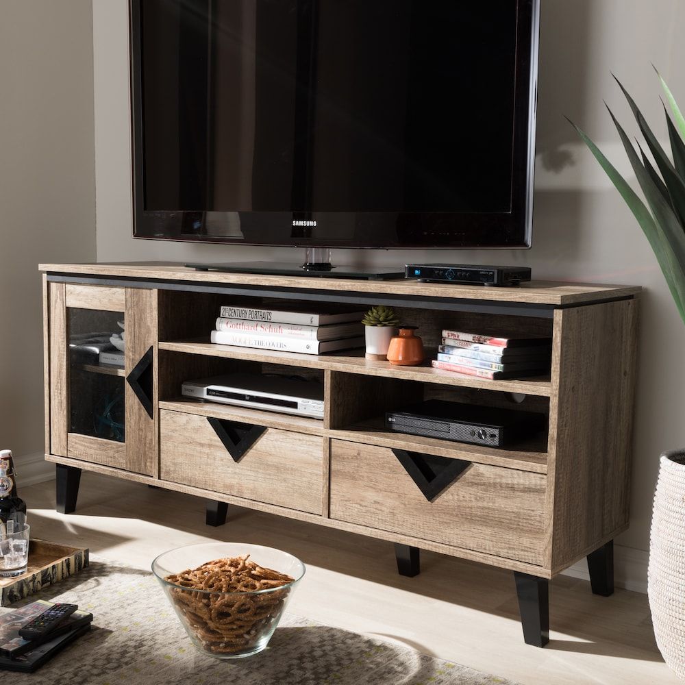 Baxton Studio Cardiff Tv Stand | 55 Inch Tv Stand, 55 Inch With Regard To Light Brown Tv Stands (View 2 of 15)