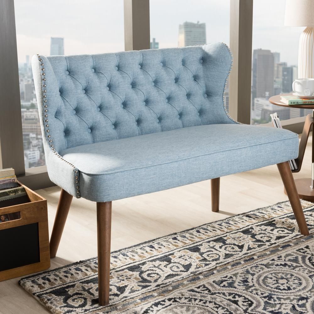 Baxton Studio Scarlett Mid Century Blue Fabric Upholstered For Scarlett Blue Sofas (View 2 of 15)