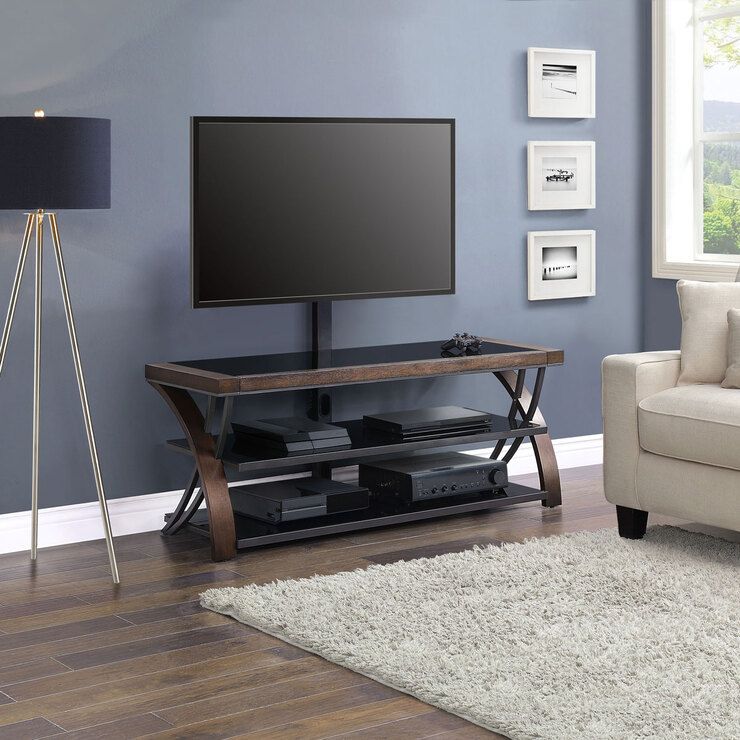 Bayside Furnishings Burkedale 3 In 1 Tv Stand For Tvs Up Throughout Calea Tv Stands For Tvs Up To 65" (Photo 1 of 15)