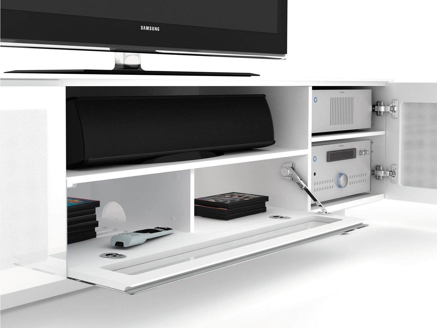 Bdi Nora 8239 W Luxury Gloss White Tv Cabinet Within Tv Cabinet Gloss White (View 13 of 15)