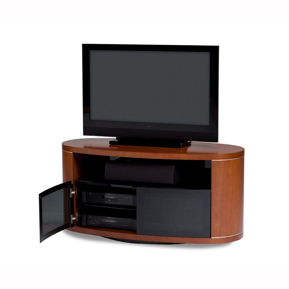 Bdi Revo 9981 Natural Cherry Oval Tv Cabinet – Wood Tv With White Oval Tv Stands (View 2 of 15)