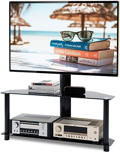 Beautiful 5rcom Universal Floor Tv Stand With Swivel Mount With Whalen Furniture Black Tv Stands For 65&quot; Flat Panel Tvs With Tempered Glass Shelves (View 11 of 15)