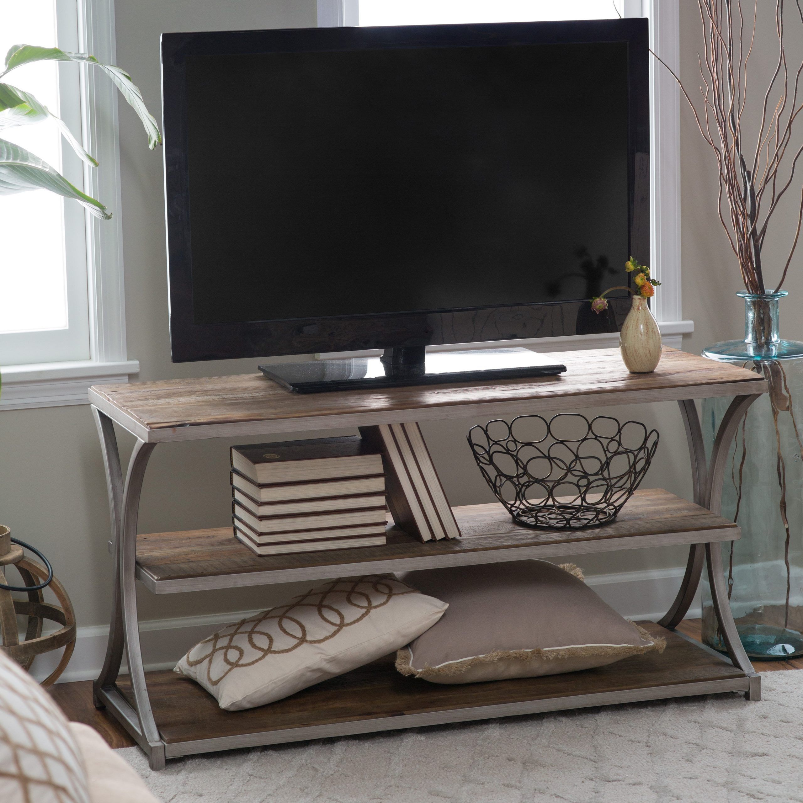 Belham Living Edison Reclaimed Wood Tv Stand – Tv Stands Within Long Wood Tv Stands (Photo 3 of 15)