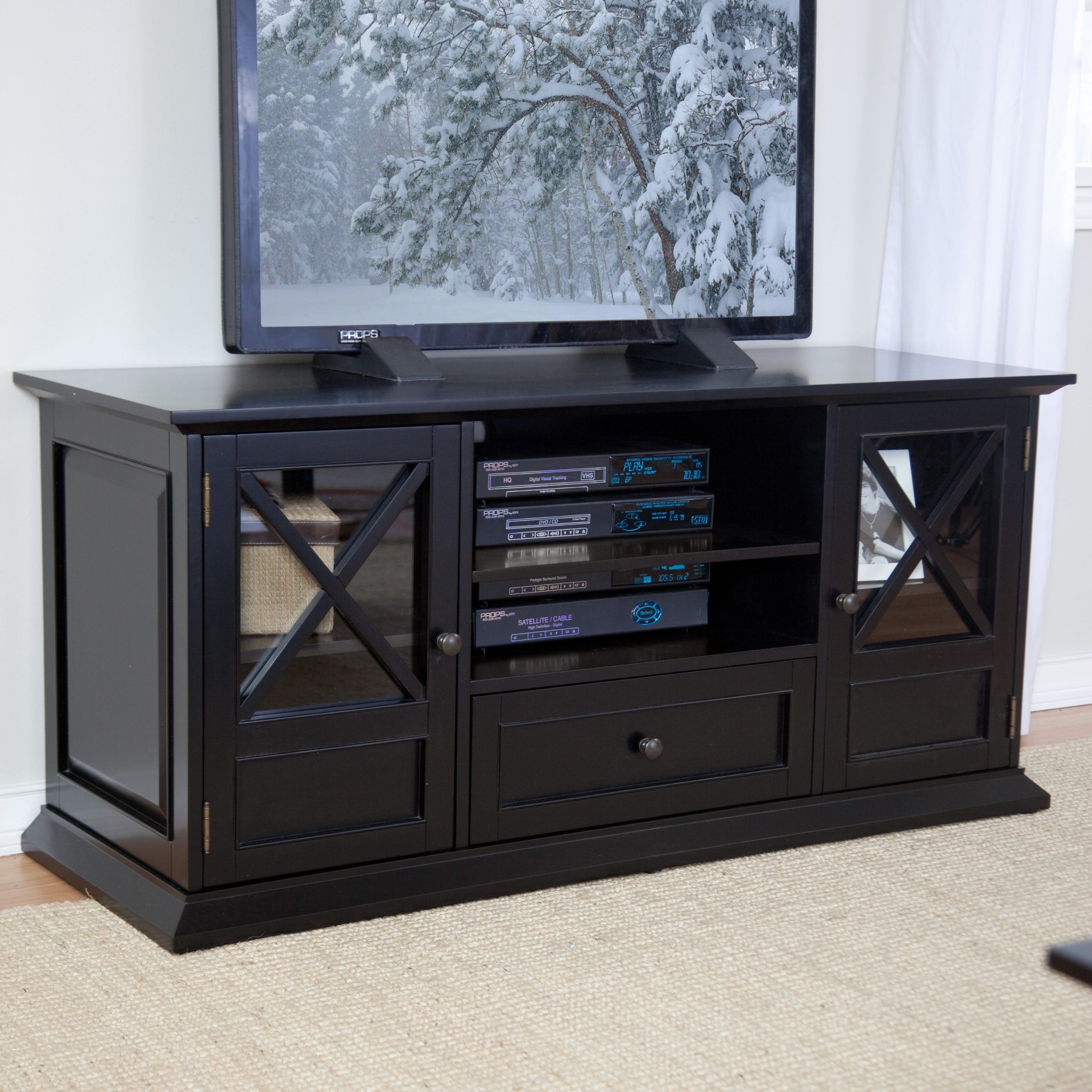 Belham Living Hampton 55 Inch Tv Stand – Black At Hayneedle Intended For Jackson Wide Tv Stands (View 3 of 15)