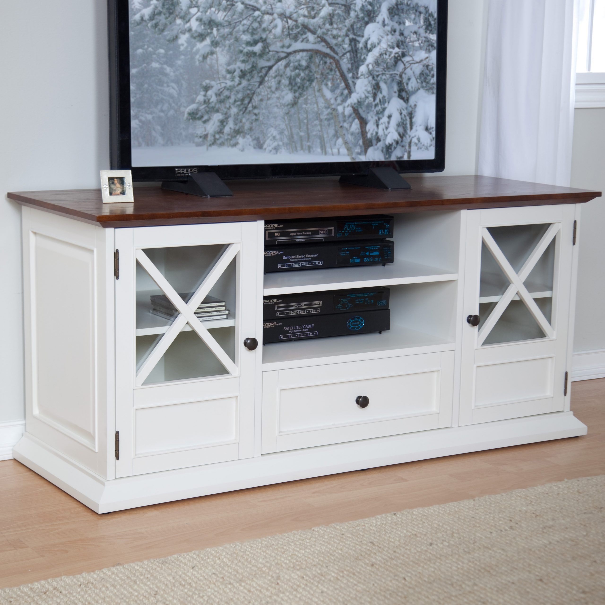 Belham Living Hampton 55 Inch Tv Stand – White/oak At For Bromley White Wide Tv Stands (View 12 of 15)