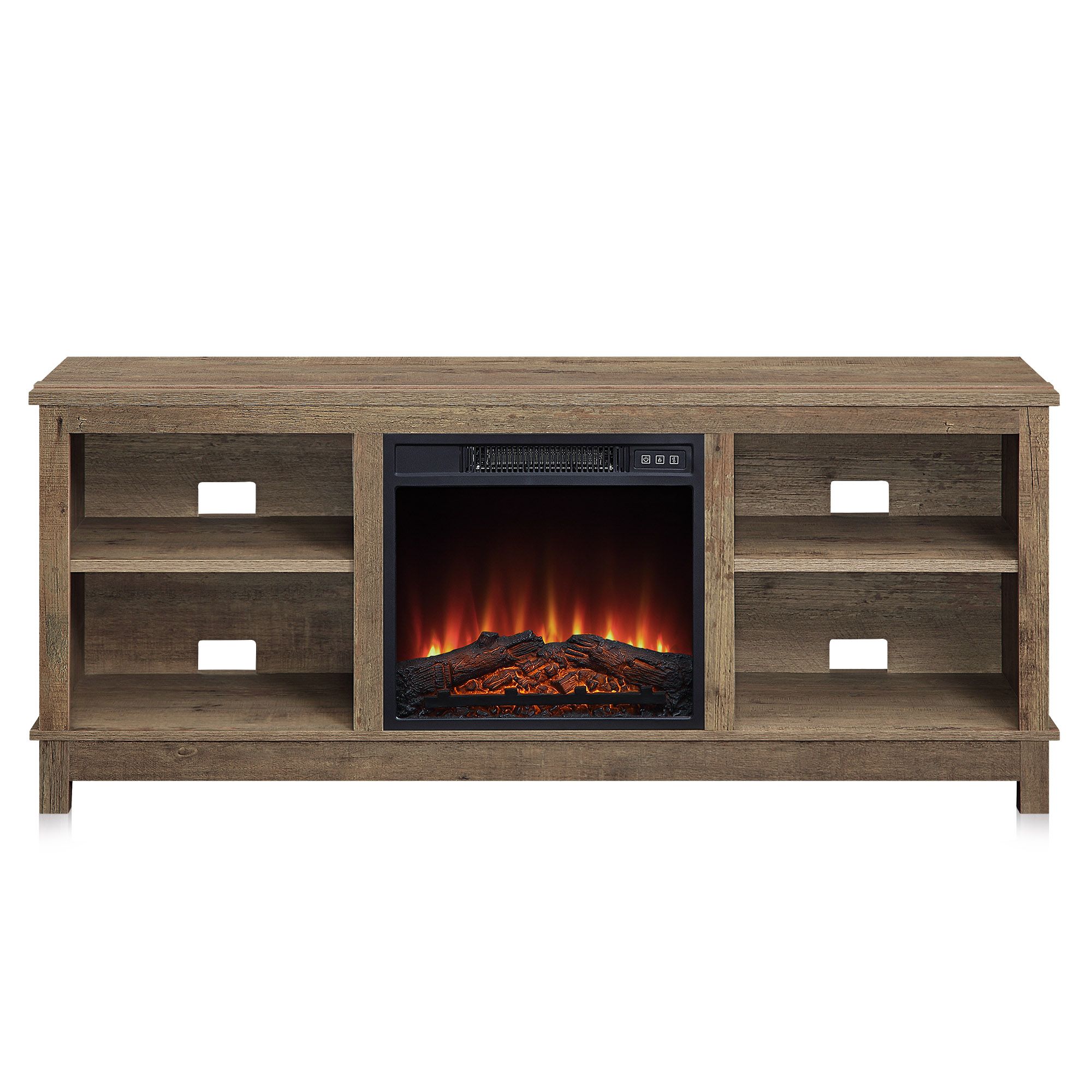 Belleze 58" Charmant Fireplace Tv Stand With Remote Inside Fireplace Media Console Tv Stands With Weathered Finish (Photo 1 of 15)