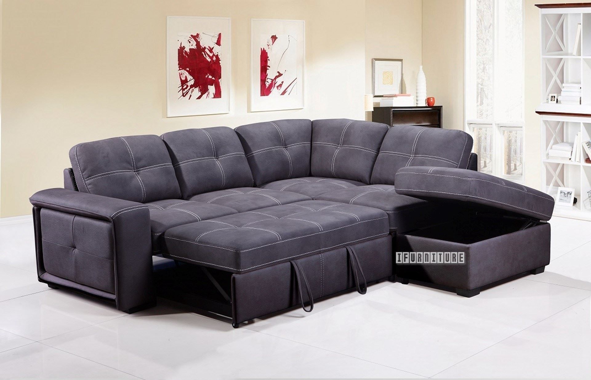 Bellini Sectional Sofa Bed With Storage *grey Intended For Celine Sectional Futon Sofas With Storage Reclining Couch (Photo 2 of 15)