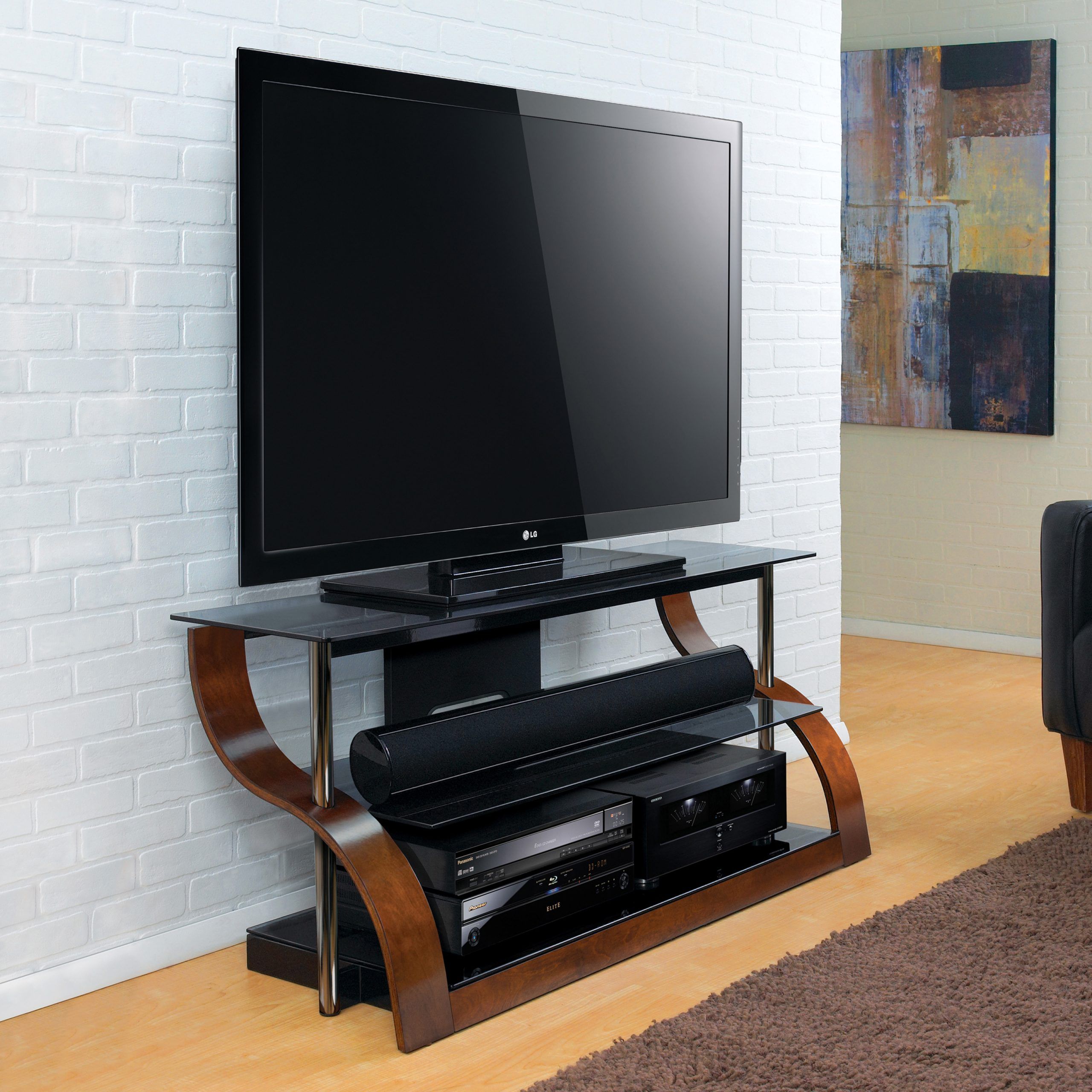 Bello 52 In. Curved Tv Stand – Vibrant Espresso – Tv Within Copen Wide Tv Stands (Photo 3 of 15)