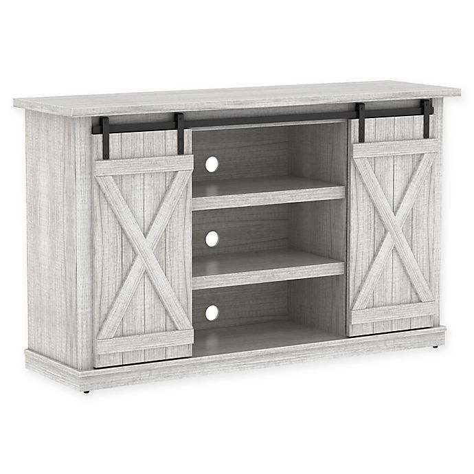 Bell'o® Cottonwood Two Toned Tv Stand | Bed Bath & Beyond With Regard To Woven Paths Franklin Grooved Two Door Tv Stands (Photo 11 of 15)