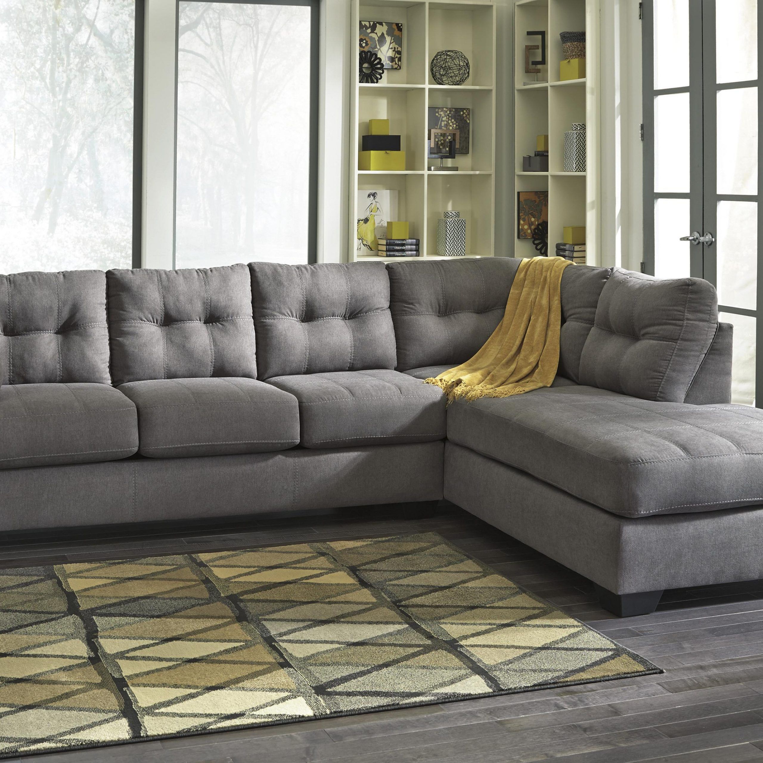 Benchcraft Maier – Charcoal 2 Piece Sectional W/ Sleeper Pertaining To 2pc Maddox Left Arm Facing Sectional Sofas With Chaise Brown (View 2 of 15)