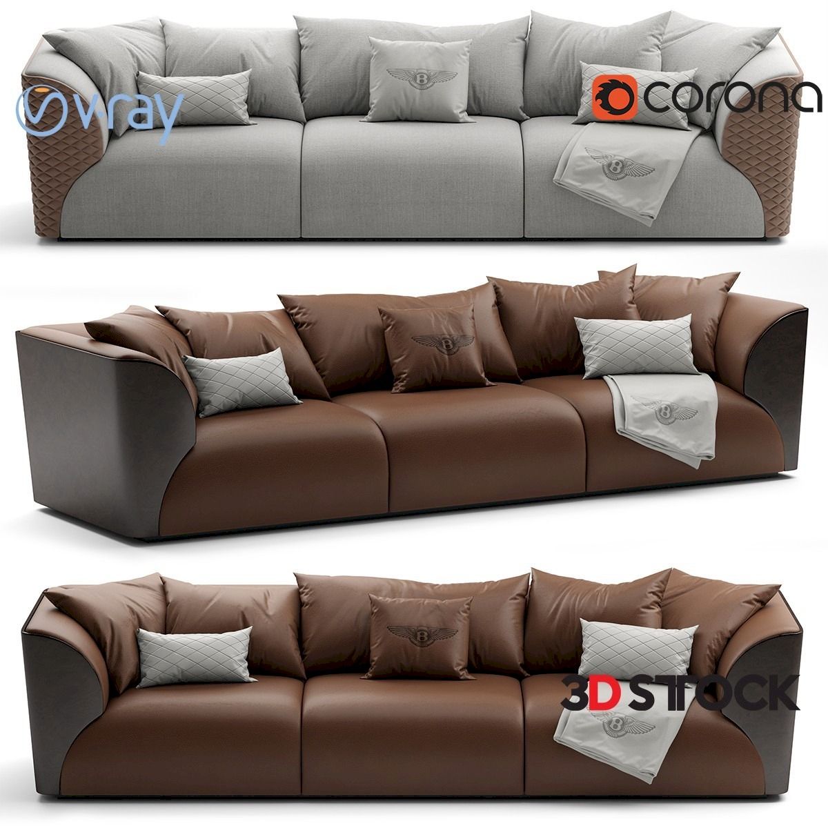 Bentley Home Winston Sofa – 3d Stock : 3d Models For Inside Winston Sofa Sectional Sofas (View 15 of 15)