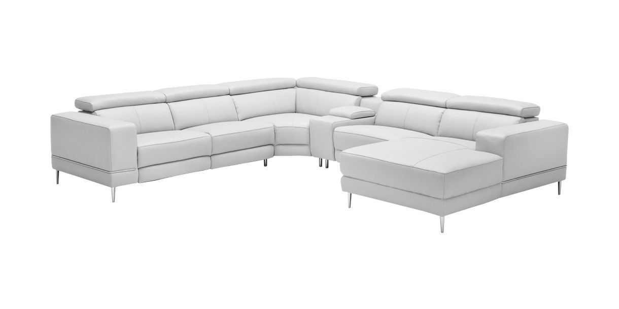 Bergamo Extended Sectional Motion Sofa Light Gray Throughout Calvin Concrete Gray Sofas (View 7 of 15)