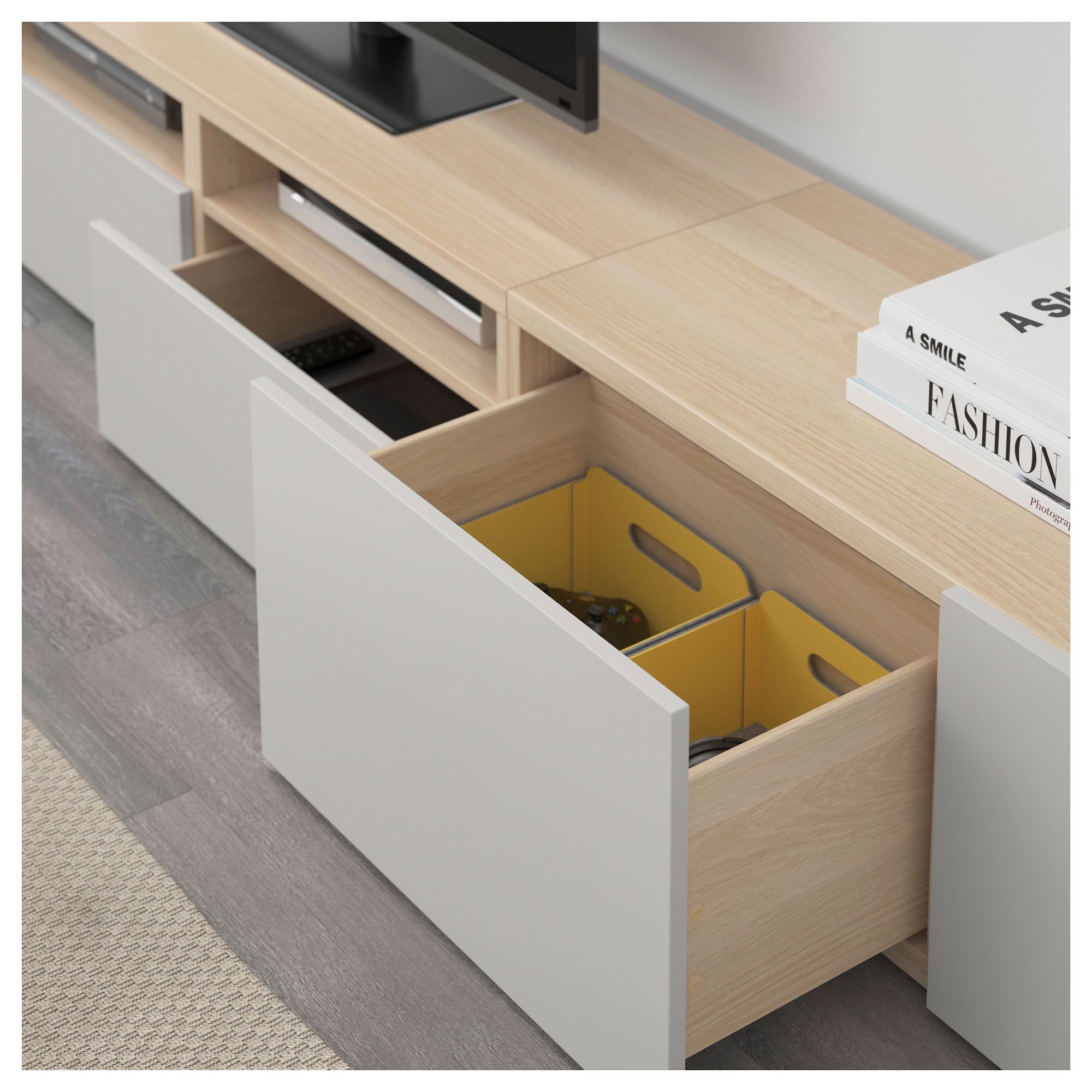 Besta/lappviken Tv Storage Unit White Stained Oak Effect Intended For Tv Storage Unit (View 8 of 15)