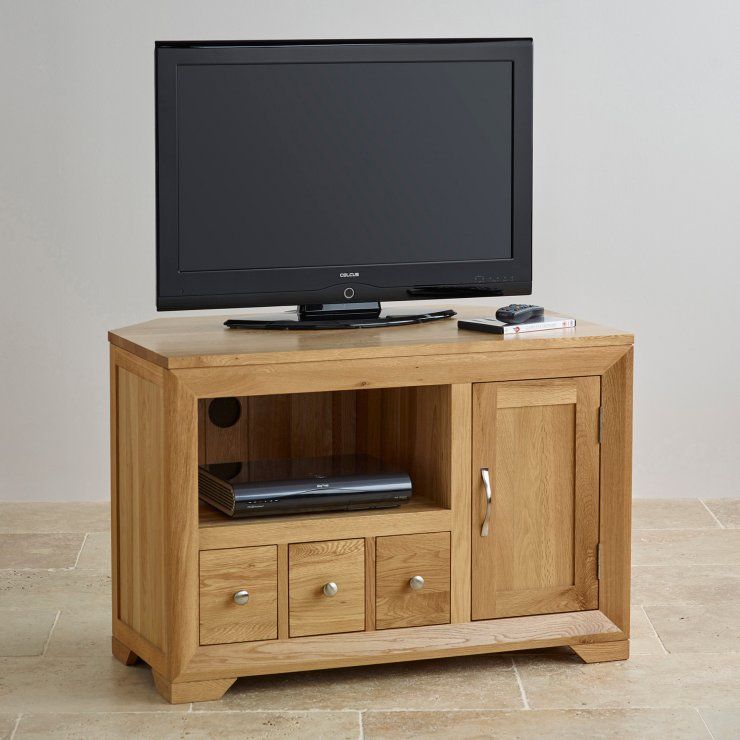 Bevel Small Corner Tv Cabinet In Solid Oak | Oak Furniture With Regard To Solid Oak Corner Tv Cabinets (View 5 of 15)