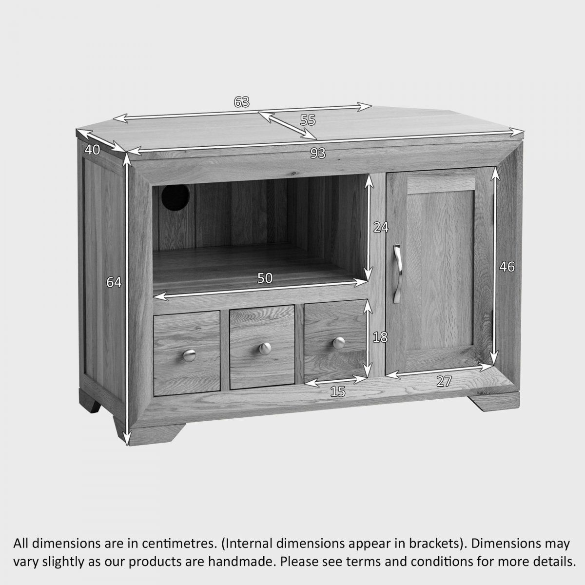 Bevel Small Corner Tv Cabinet In Solid Oak | Oak Furniture With Small Corner Tv Cabinets (View 5 of 15)