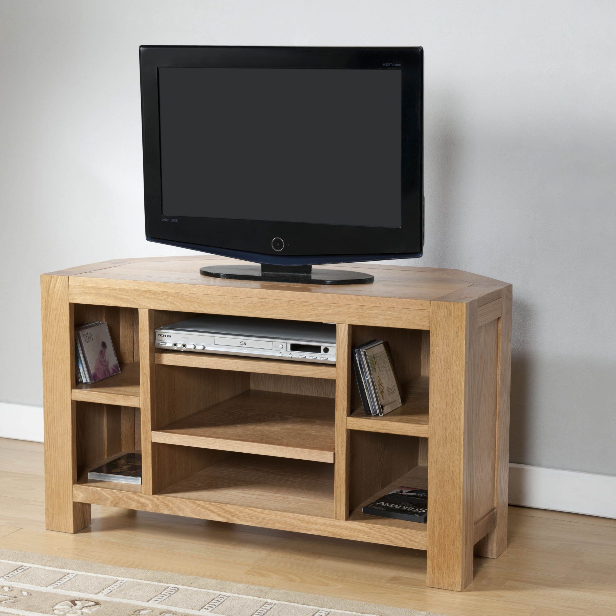 Birstall Oak Interior Furniture Modern Corner Tv Unit For Dark Wood Corner Tv Stands (Photo 5 of 15)
