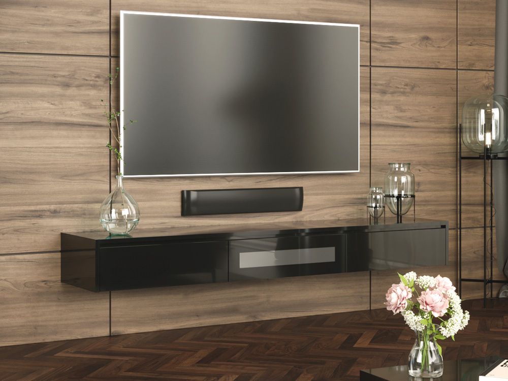 Black Expressia Wall Mounted Tv Cabinet Intended For Wall Mounted Tv Cabinet Ikea (View 8 of 15)