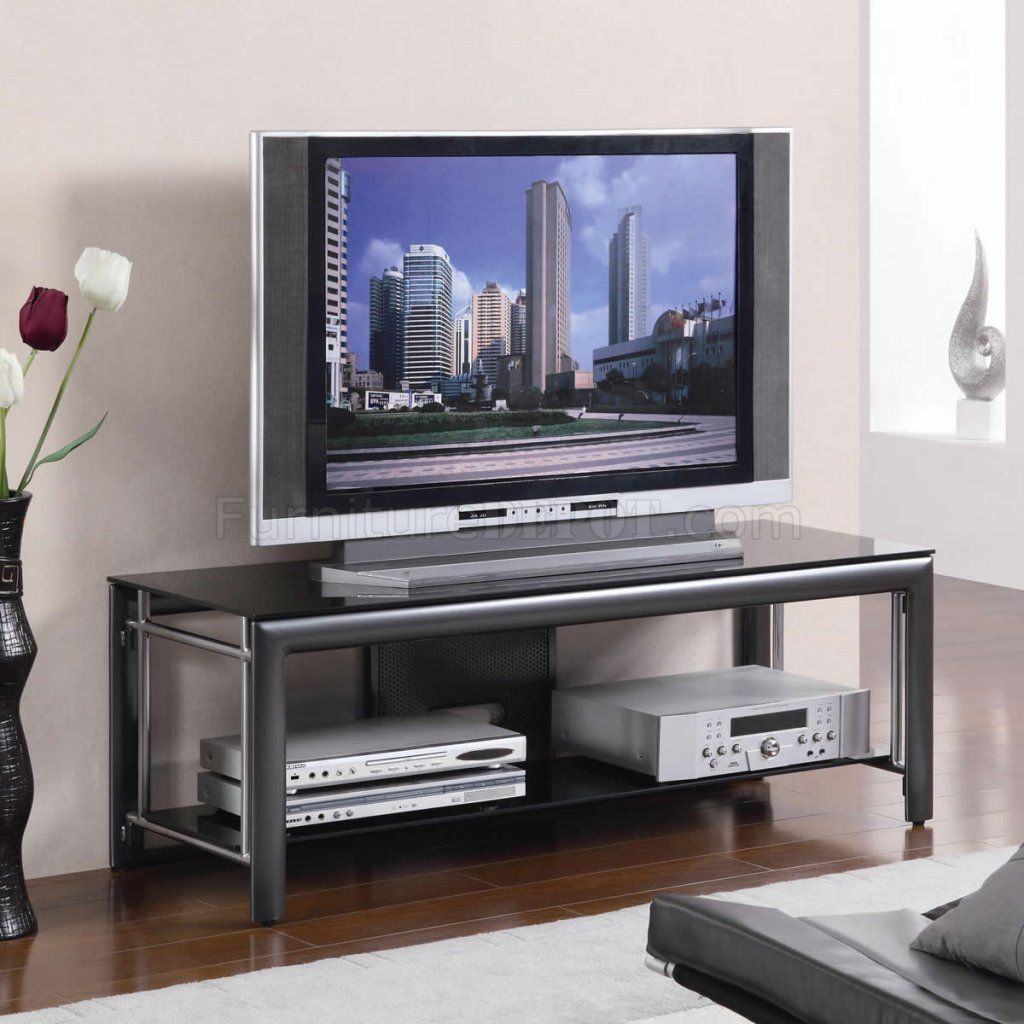 Black Finish Modern Tv Stand W/generous Surface & Open Shelf With Stylish Tv Cabinets (View 2 of 15)