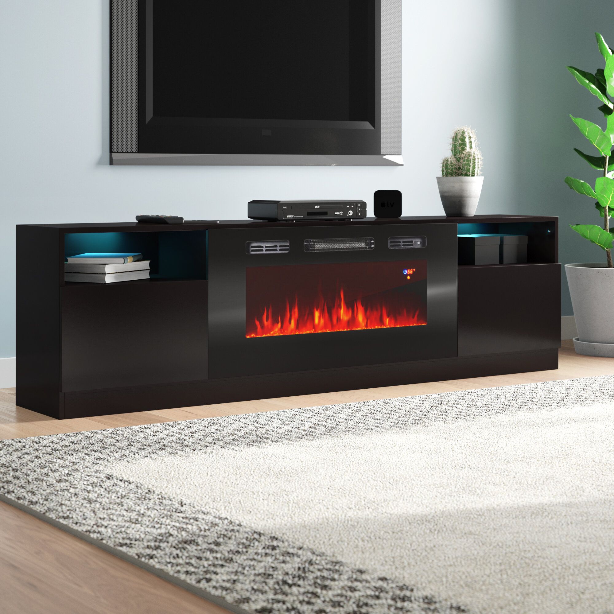 Black Fireplace Tv Stands & Entertainment Centers You'll Within Freestanding Tv Stands (View 8 of 15)