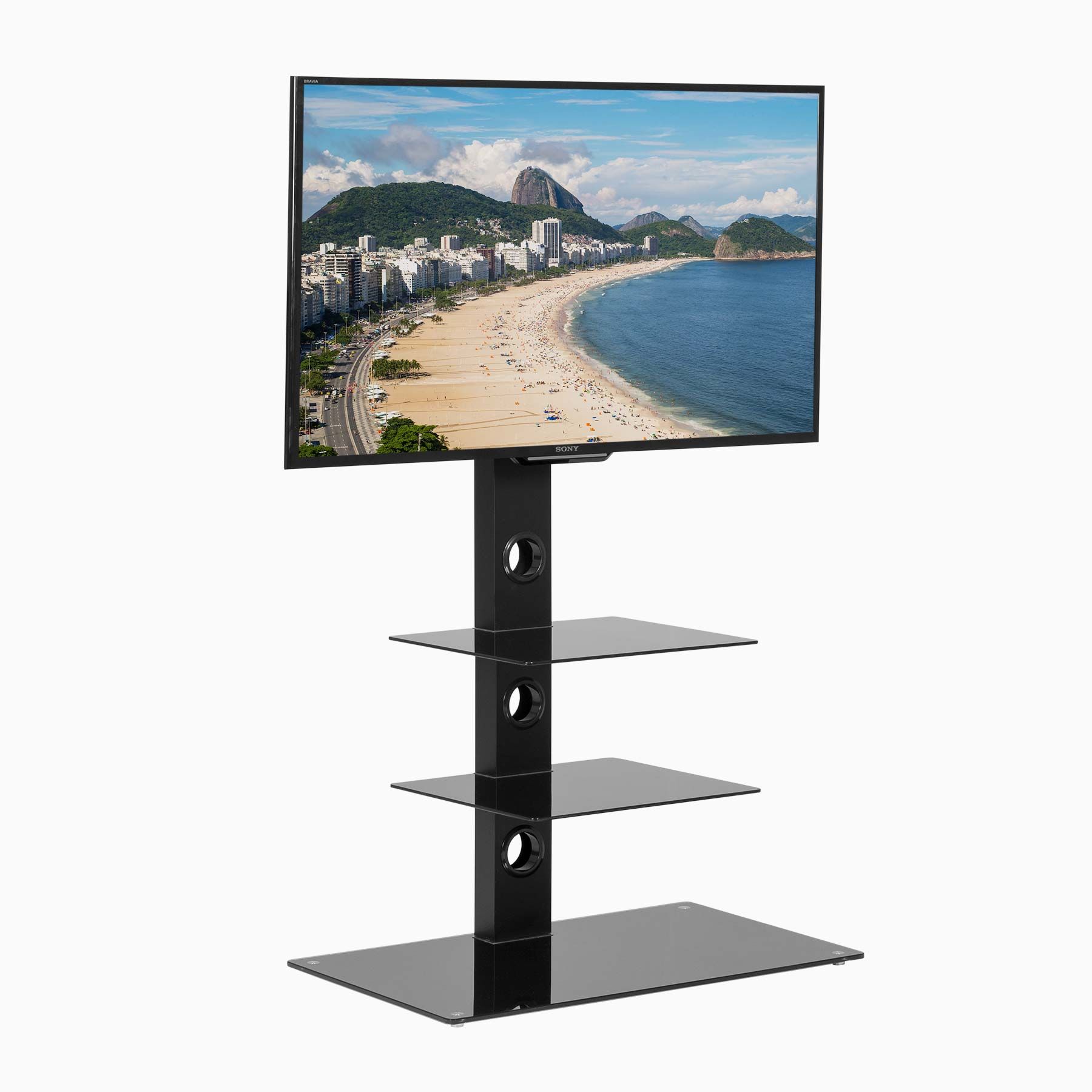 Black Glass Cantilever Tv Stand | Mmt Cbm3 Within Cantilever Glass Tv Stand (View 14 of 15)