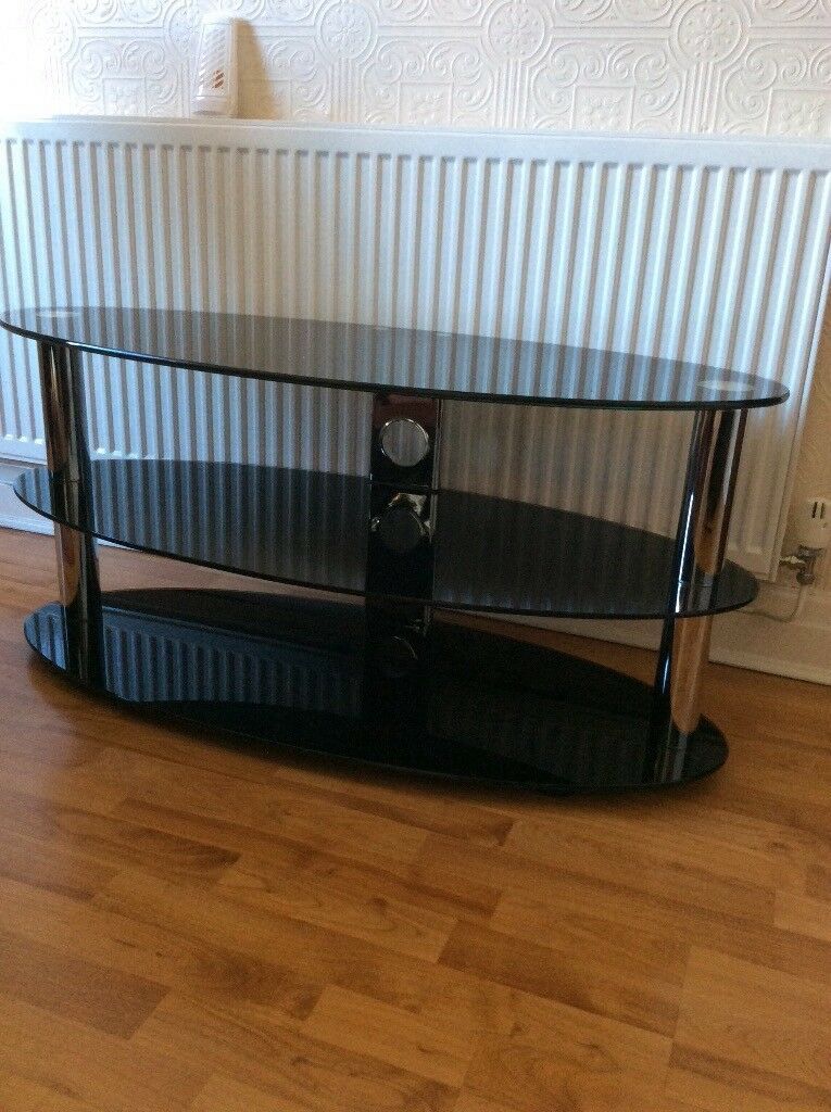 Black Glass, Oval, 3 Tier Tv Stand | In St Helens In Black Oval Tv Stand (View 11 of 15)