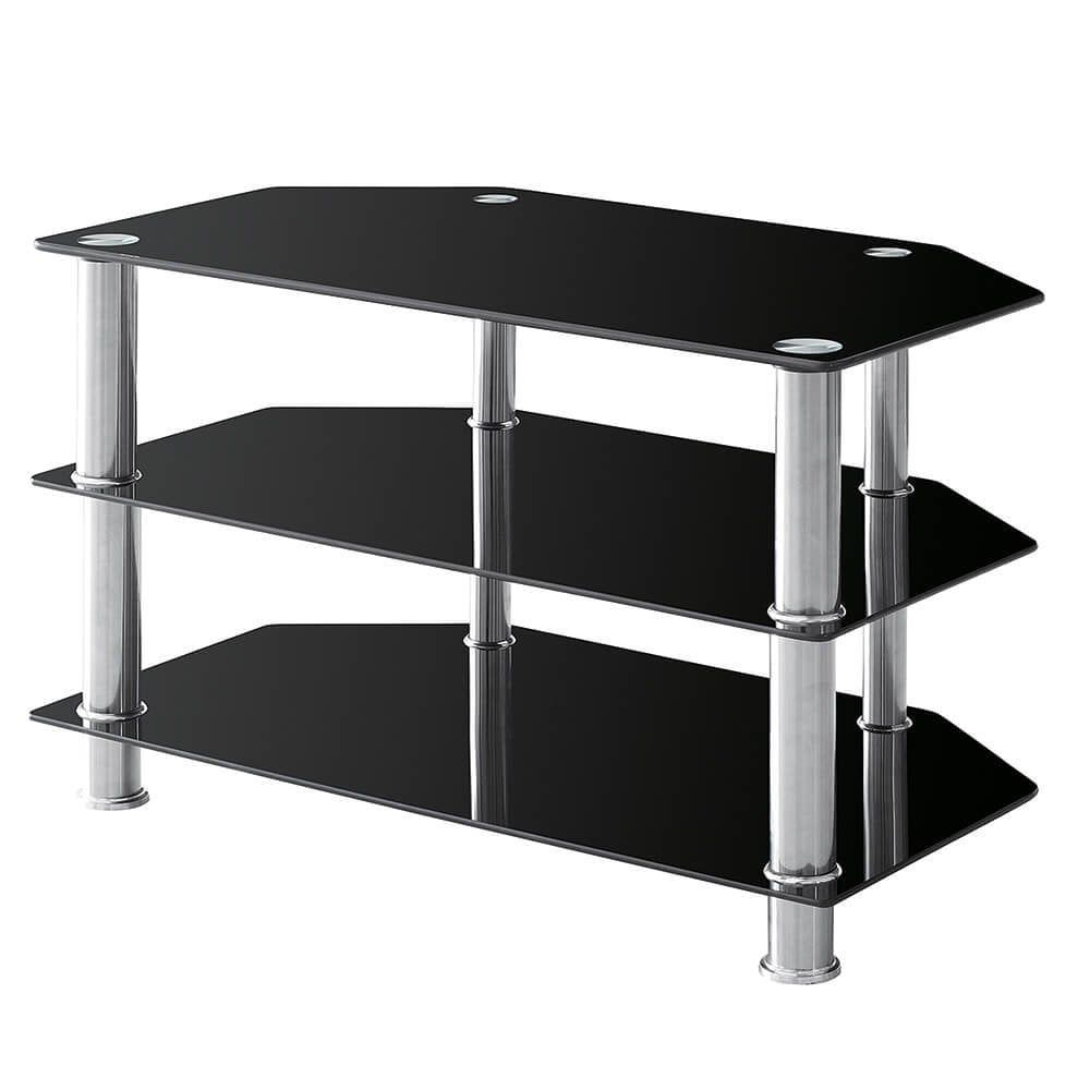 Black Glass Tv Stand 80cm | Tj Hughes In Tv Glass Stands (Photo 8 of 15)