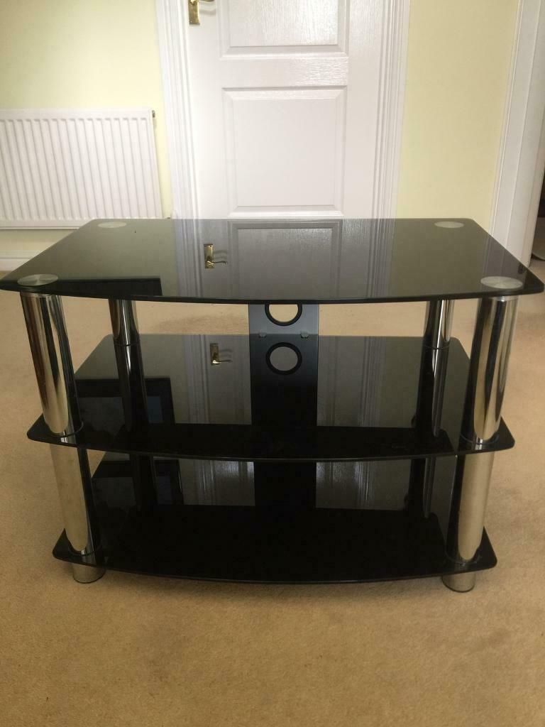 Black Glass Tv Stand | In Norwich, Norfolk | Gumtree Pertaining To Rfiver Black Tabletop Tv Stands Glass Base (View 3 of 15)