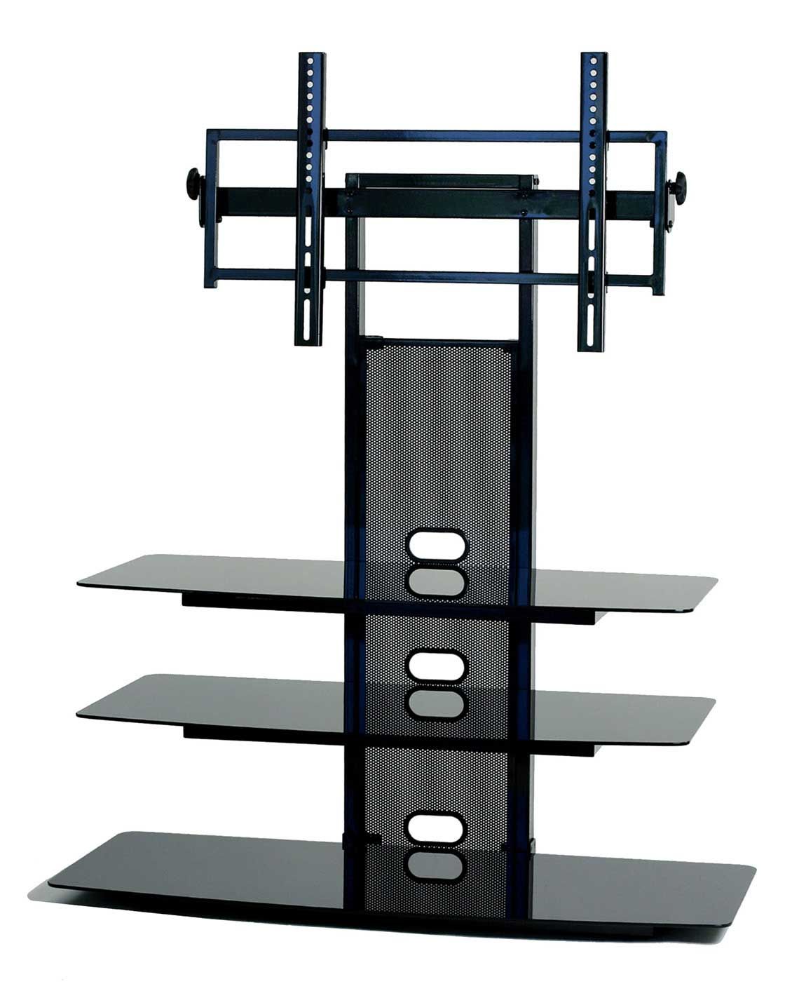 Black Glass Tv Stand With Flat Panel Tv Mount – 32 52 Inch Intended For Black Glass Tv Stands (View 15 of 15)