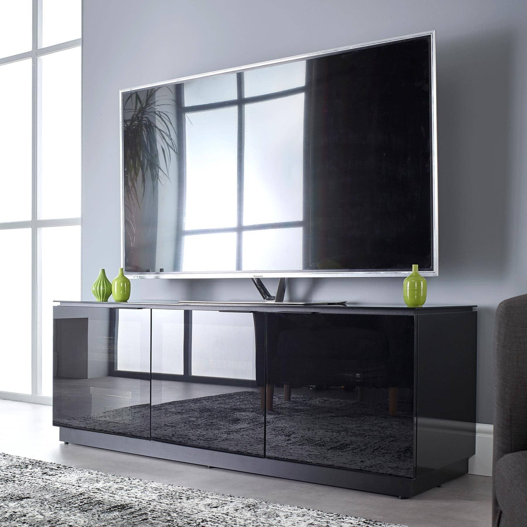 Black Gloss Tv Stand Up To 65 Inch Flat Tv | Mmt D1500 In Black Gloss Tv Stand (View 8 of 15)