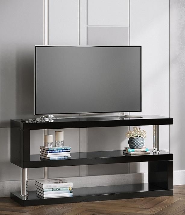 Black High Gloss 's' Television Stand Pertaining To Tv Stands Black Gloss (View 5 of 15)