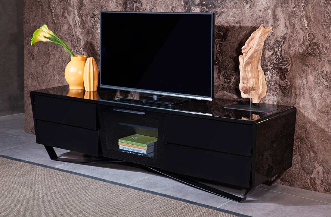 Black High Gloss Tv Stand Vg 103 | Tv Stands For Glass Front Tv Stands (View 8 of 15)