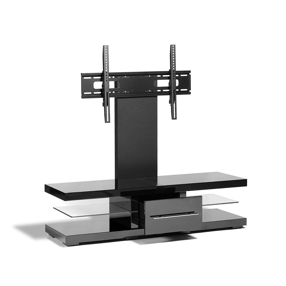 Black Metallic Flat Screen Tv Stand & Mount 42 60 Inch Regarding Cheap Tall Tv Stands For Flat Screens (View 15 of 15)
