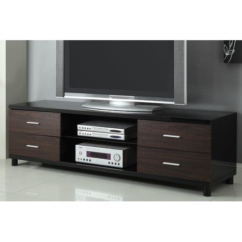 Black Sleek Contemporary Tv Console For Tvs Up To 65 In Sleek Tv Stands (View 6 of 15)