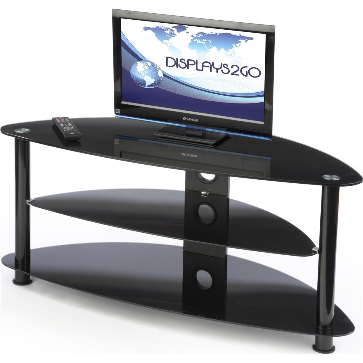 Black Television Stands | Tempered Glass With Black Finish With Regard To Black Glass Tv Stands (Photo 8 of 15)