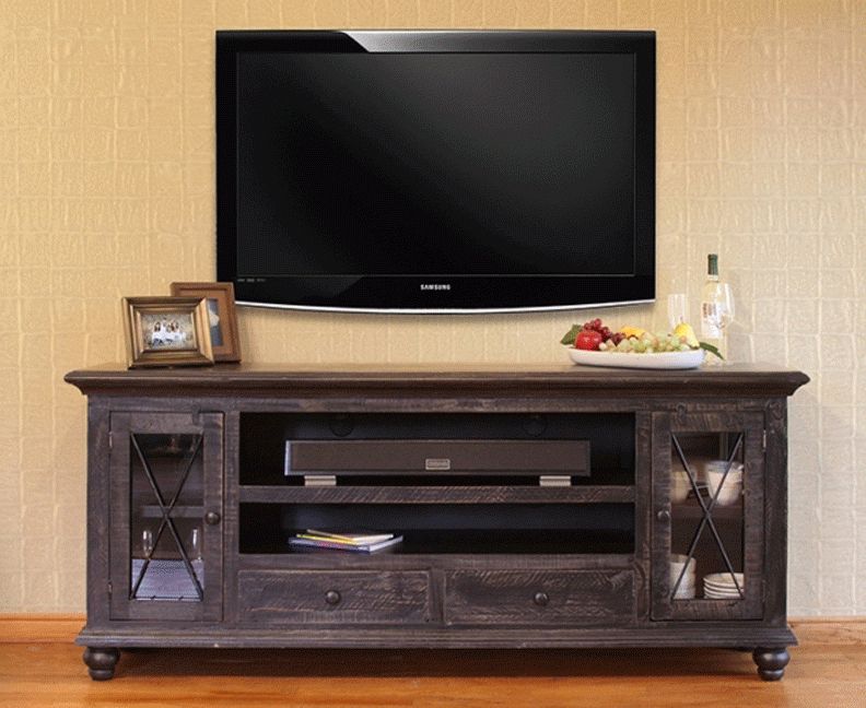 Black Tv Stand, Vintage Black Tv Stand, Black Media Tv Stand Intended For Fireplace Media Console Tv Stands With Weathered Finish (View 13 of 15)