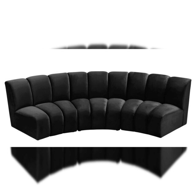Black Velvet 638black 3pc Modular Sectional Sofa Infinity For 3pc French Seamed Sectional Sofas Velvet Black (View 4 of 15)
