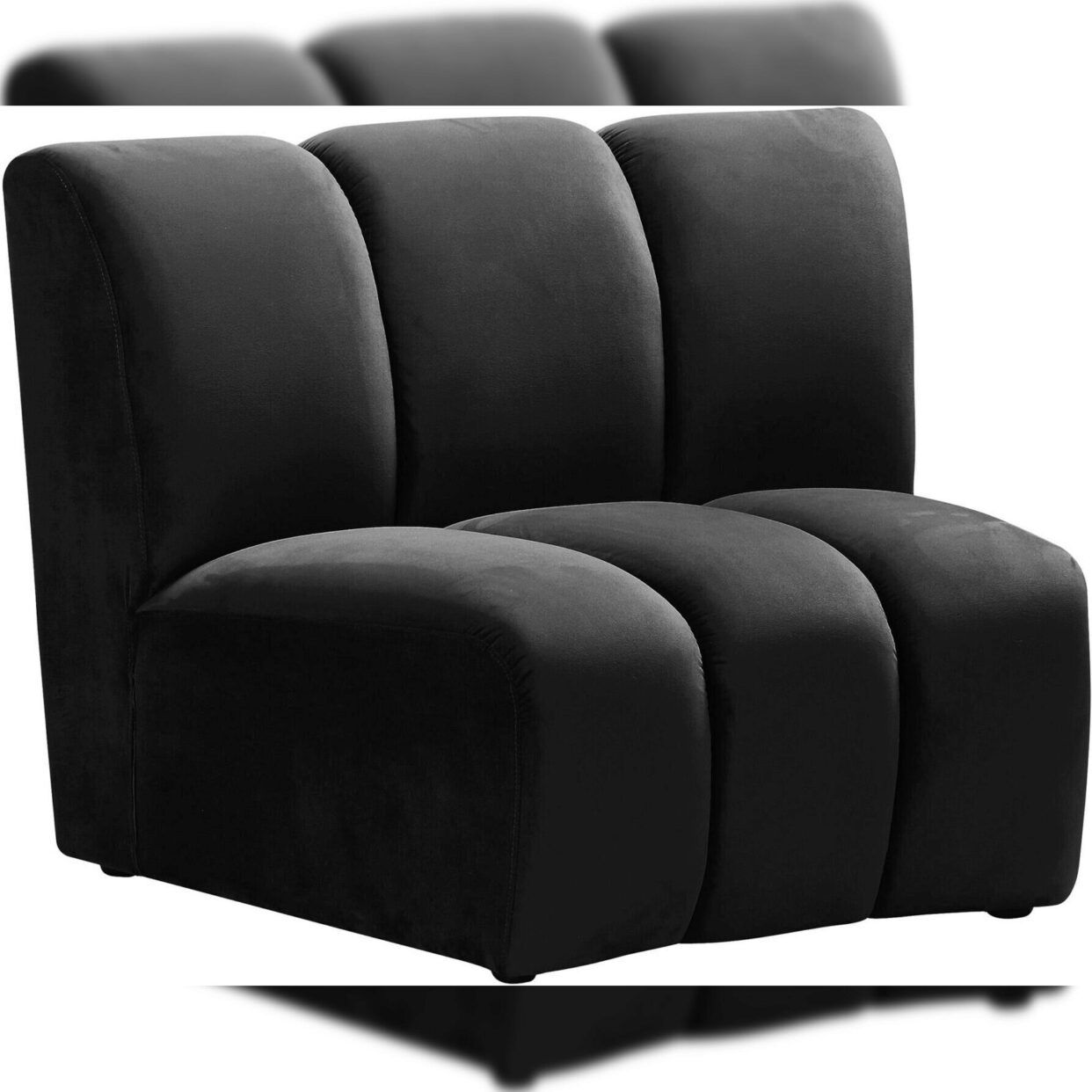 Black Velvet 638black 3pc Modular Sectional Sofa Infinity Throughout 3pc French Seamed Sectional Sofas Velvet Black (View 15 of 15)
