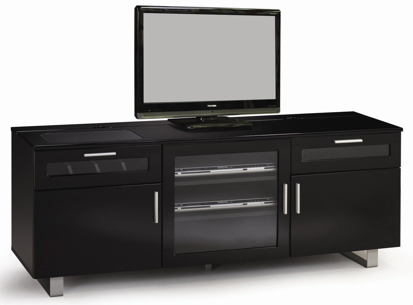 Black Wood Tv Stand – Steal A Sofa Furniture Outlet Los For Wood Tv Stand With Glass Top (Photo 11 of 15)