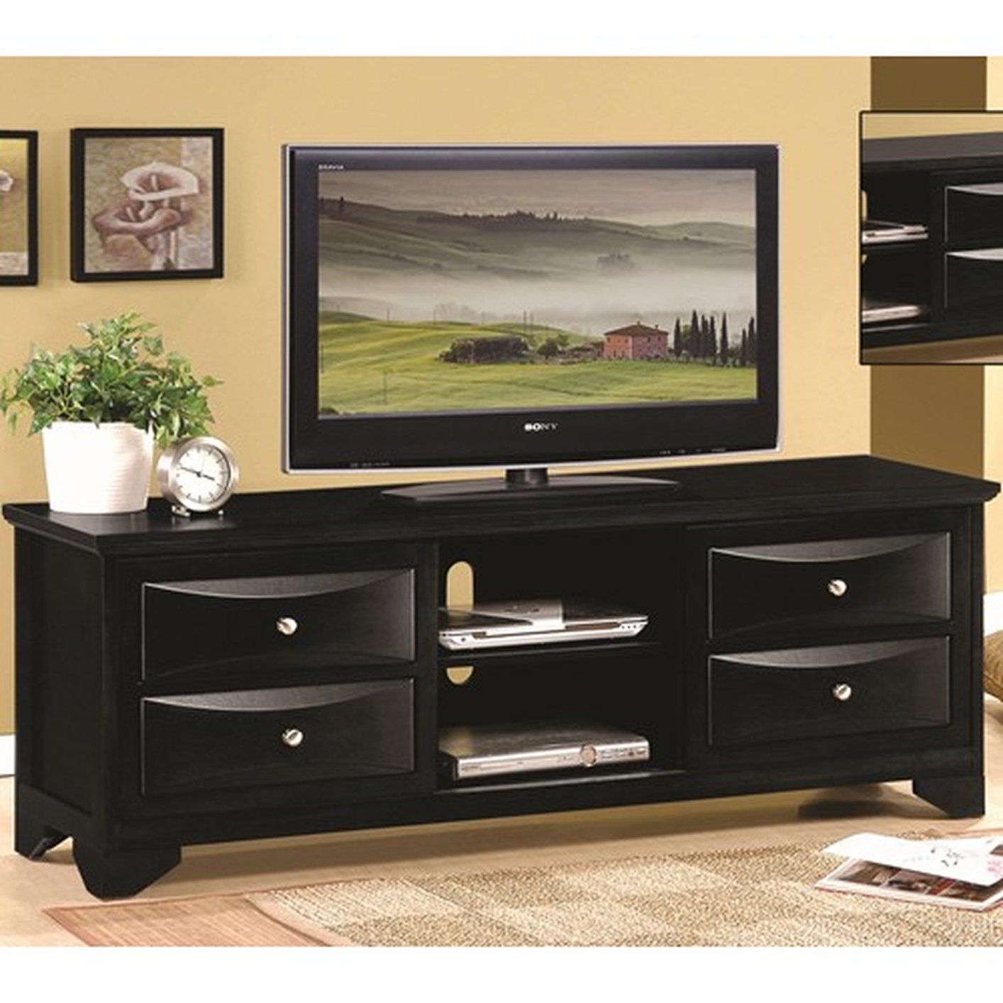 Black Wood Tv Stand – Steal A Sofa Furniture Outlet Los In Edgeware Black Tv Stands (View 3 of 15)