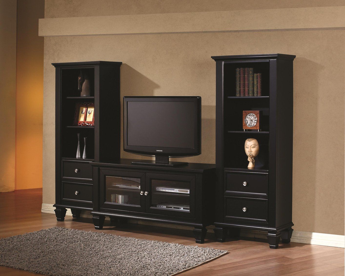 Black Wood Tv Stand – Steal A Sofa Furniture Outlet Los Pertaining To Country Tv Stands (Photo 11 of 15)