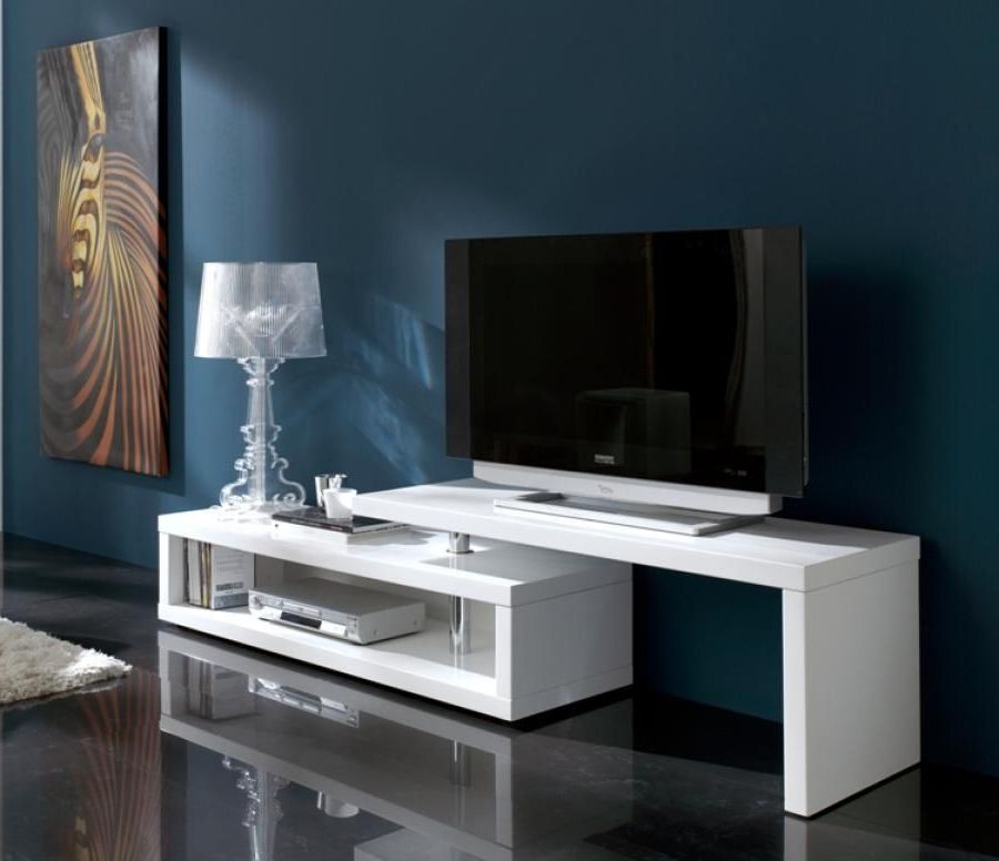 Blanco Modern Extending Tv Unit In White High Gloss Pertaining To Red Gloss Tv Unit (View 6 of 15)
