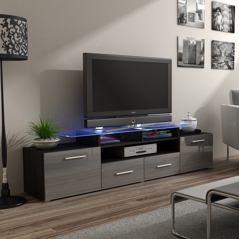 Bmf Evora Wenge Tv Stand 194cm Wide Grey High Gloss Led Within Zimtown Tv Stands With High Gloss Led Lights (Photo 8 of 15)