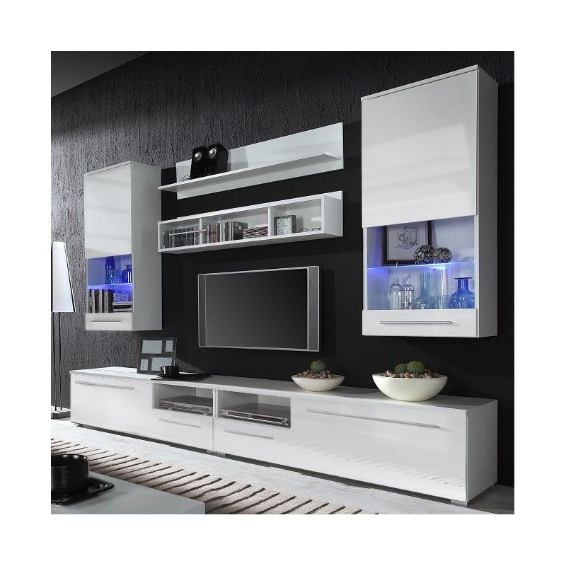 Bmf Luna 1 Wall Unit Led Lights White High Gloss Tv Stand Throughout White High Gloss Tv Stand Unit Cabinet (Photo 3 of 15)