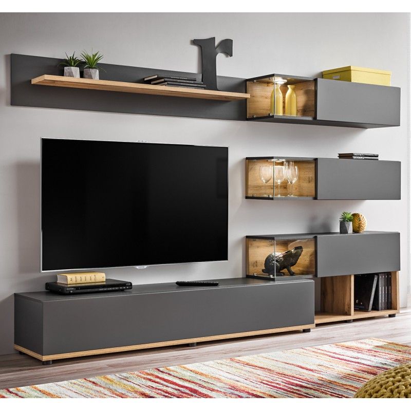 Bmf Silk I Wall Unit 240cm Wide Tv Stand Shelves Cabinets Within Tv Stand 100cm Wide (View 2 of 15)