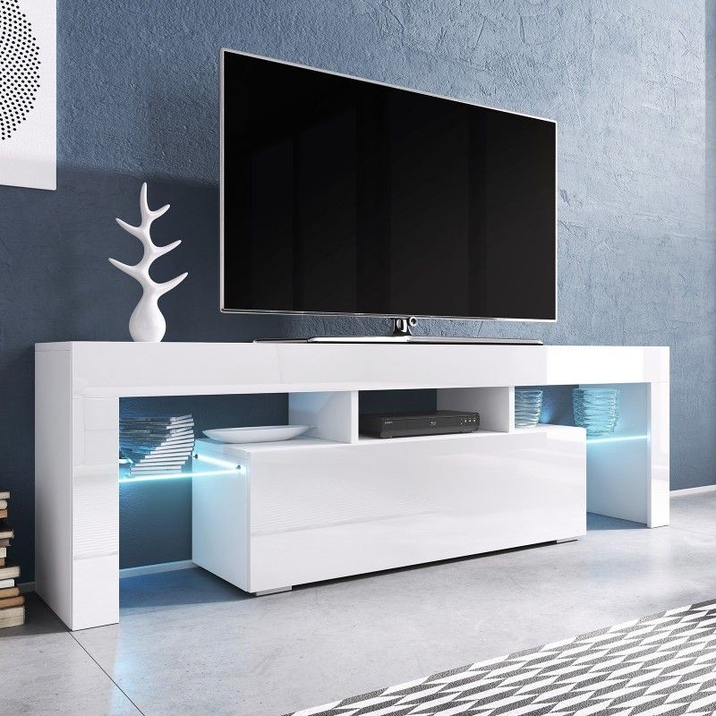 Bmf Toro Tv Stand 138cm Wide White High Gloss Led Lights Regarding Illuminated Tv Stands (View 1 of 15)