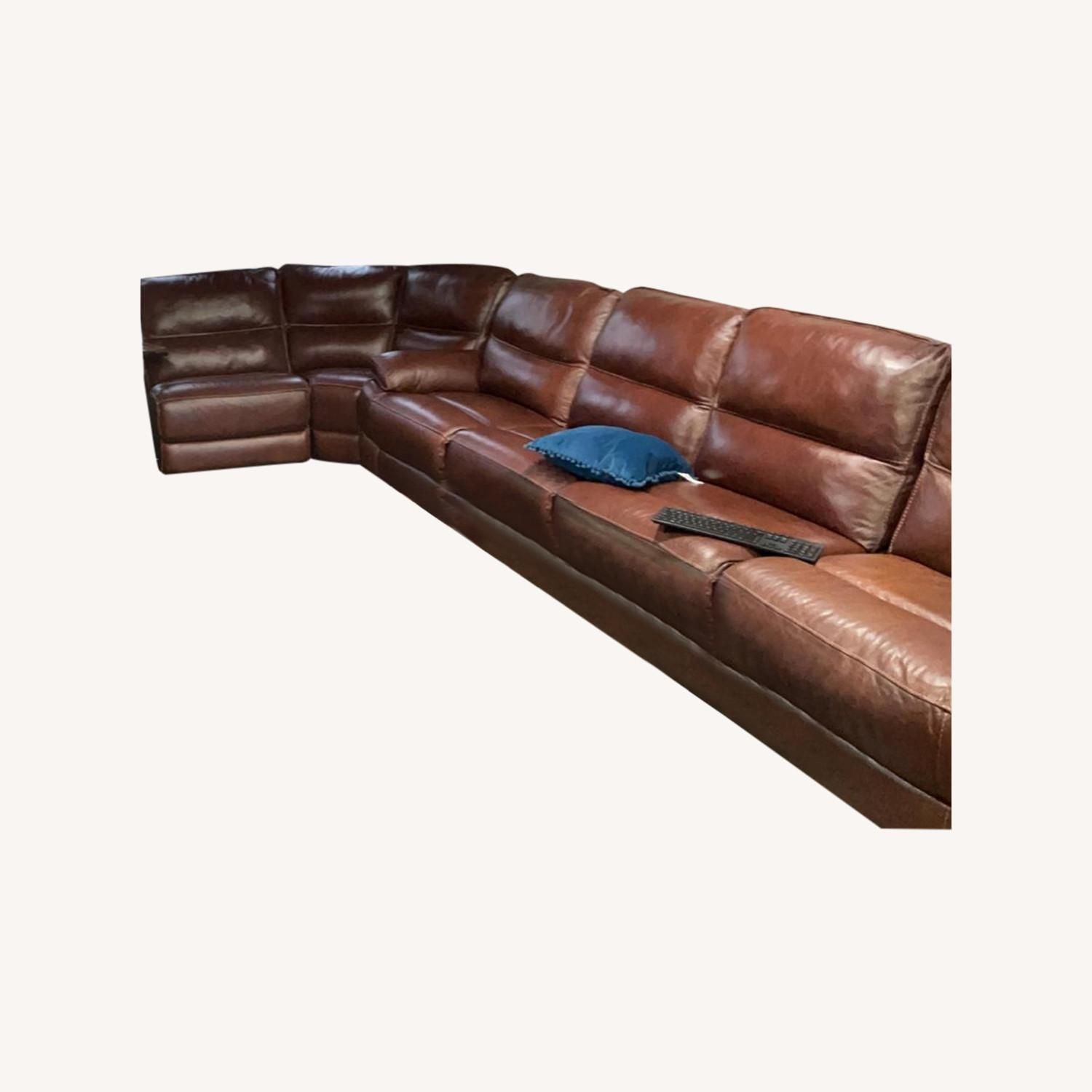 Bobs Furniture Leather Sofa : Trailblazer Gray Leather Pertaining To Trailblazer Gray Leather Power Reclining Sofas (Photo 6 of 15)