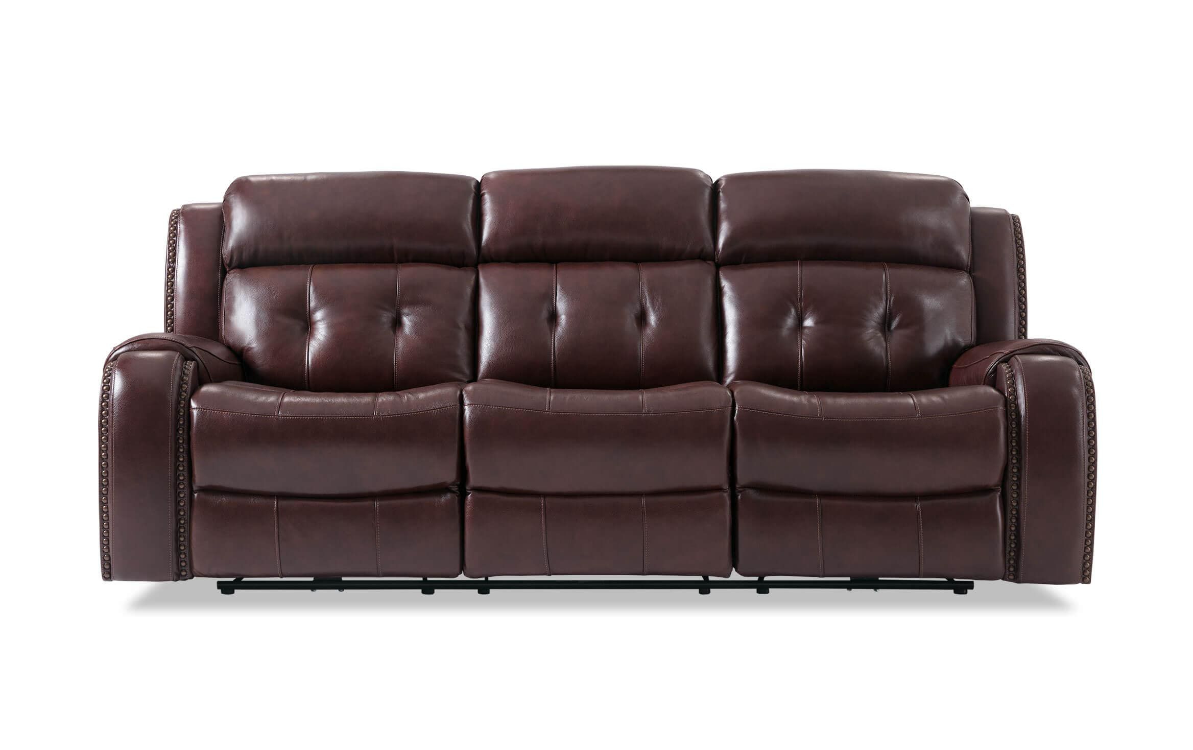 Bobs Furniture Leather Sofa : Trailblazer Gray Leather With Trailblazer Gray Leather Power Reclining Sofas (Photo 4 of 15)