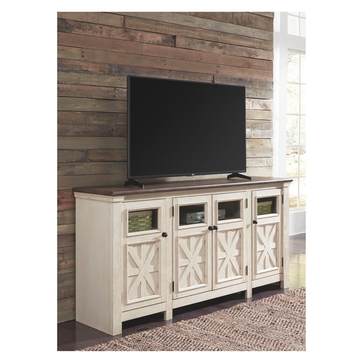 Bolanburg Extra Large Tv Stand Brown/white – Signature Regarding Chromium Extra Wide Tv Unit Stands (View 2 of 15)